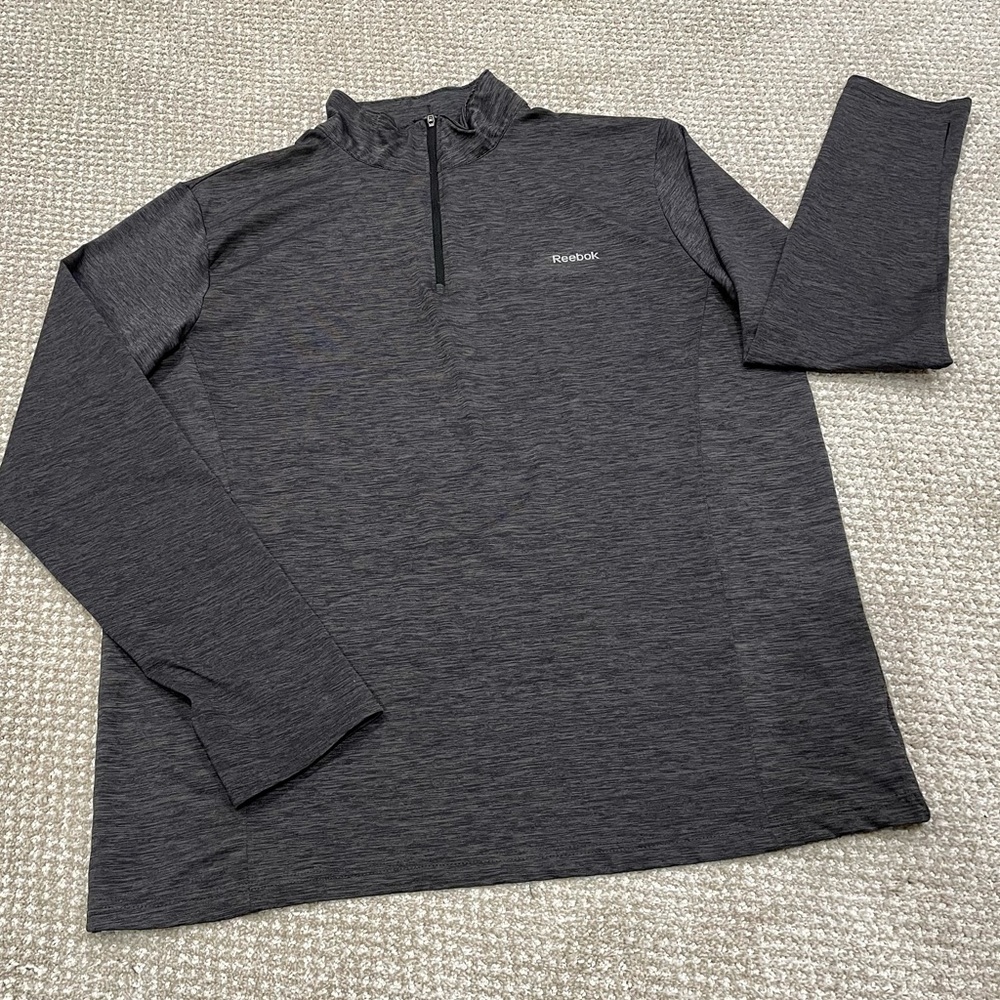 🦋 Reebok Mens XL dark grey 1/4 zip performance pullover jacket/sweatshir…🦋